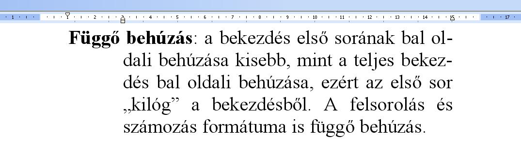 függő behúzás